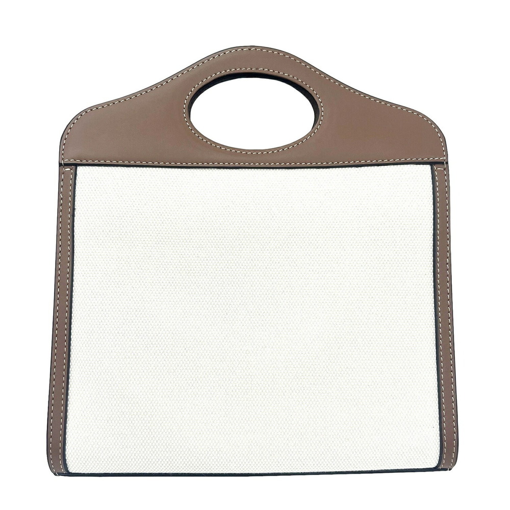 BURBERRY Pocket Bag Leather Canvas Brown Shoulder Handbag - Picture 2 of 7
